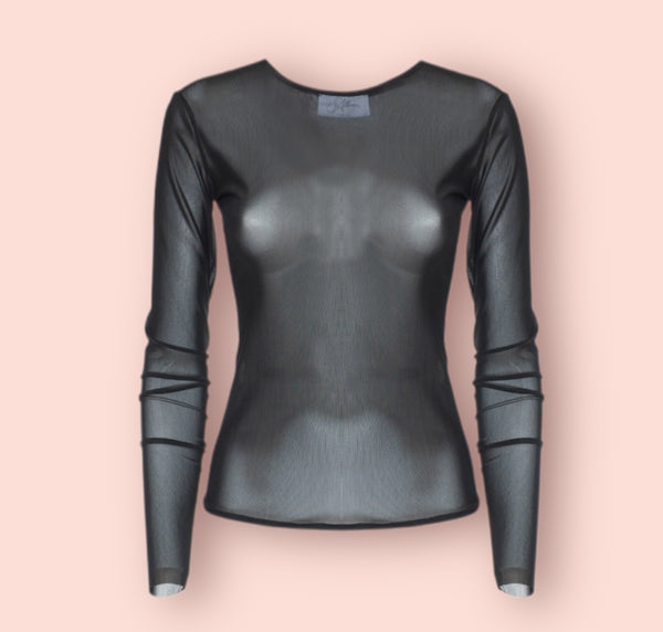 Maglia girocollo tulle so allure