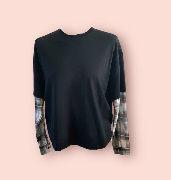 T-shirt maniche scozzesi akep
