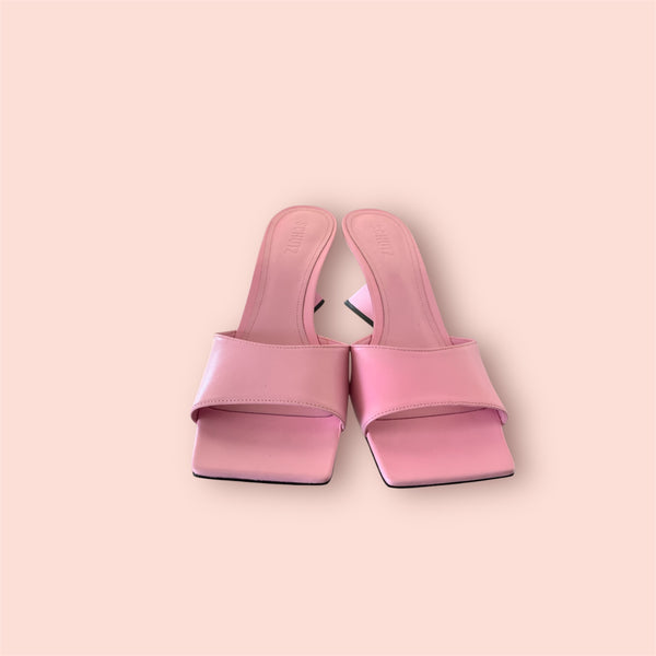 Sandalo mules tacco zeppa schutz pink