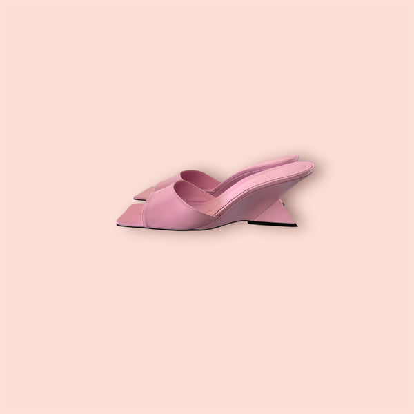 Sandalo mules tacco zeppa schutz pink