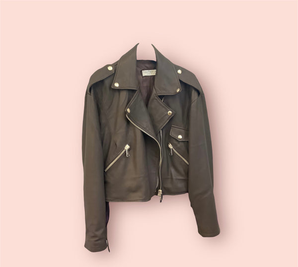 Chiodo biker in pelle  over leather lab